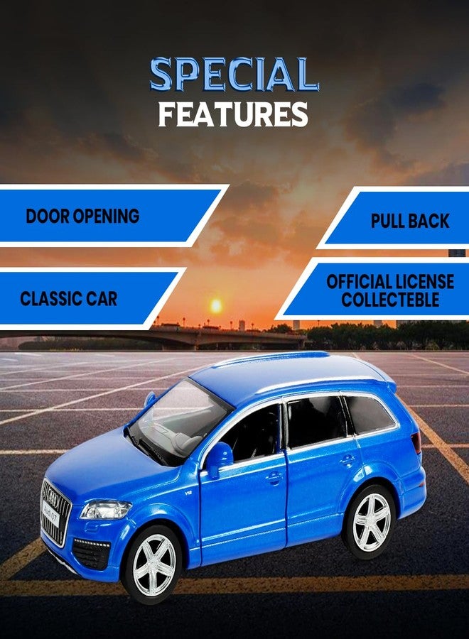 Rmz City 5 Inch Die Cast Audi Q7 V12 Toy Car 1:40 Scale Model | Licensed Collectible Vehicle with Opening Doors & Pullback Action | International Series for Kids & Car Lovers | Blue - Image 4